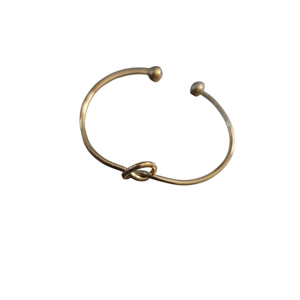 Gold Tone Love Knot Cuff Bracelet Minimalist Open Bangle Jewelry for Women